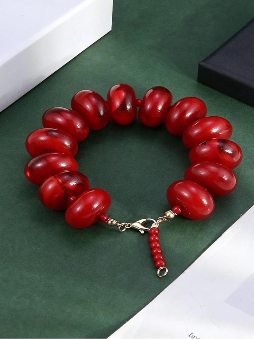 NewGlossy Red Bead Bracelet